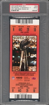 2010 Super Bowl XLIV Full Ticket, Orange Variation - PSA GEM MT 10